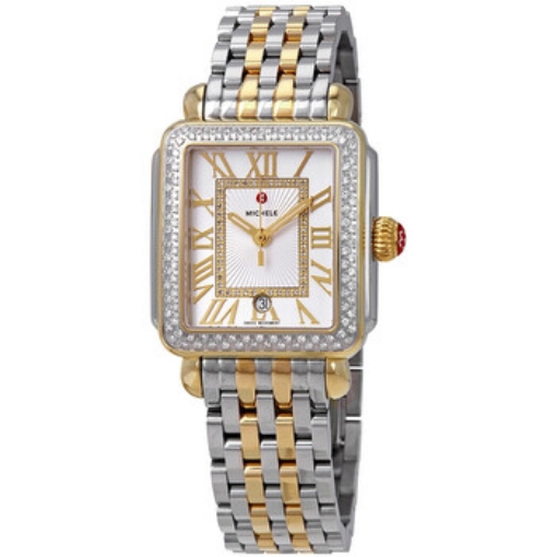 Picture of MICHELE Deco Madison Silver Sunray Dial Ladies Two Tone Watch