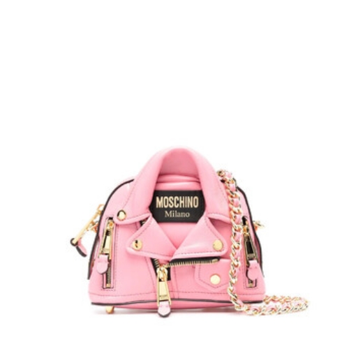 Picture of MOSCHINO Pink Ladies Biker Jacket-style Leather Crossbody Bag