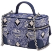 Picture of MCM Ladies X-Mini Blue Rockstar Vanity Case in Vintage Jacquard Monogram