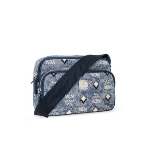 Picture of MCM Ladies Blue Klassik Crossbody in Vintage Jacquard Monogram