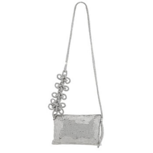 Picture of KARA Ladies Silver Crystal Knot Crossbody Bag