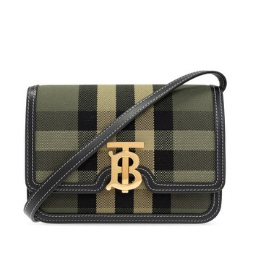 Picture of BURBERRY Military Green Small TB Check Canvas Crossbody Bag