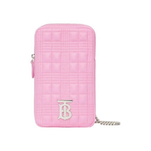 Picture of BURBERRY Pink Mini Vertical Lola Logo Quilted Leather Shoulder Bag