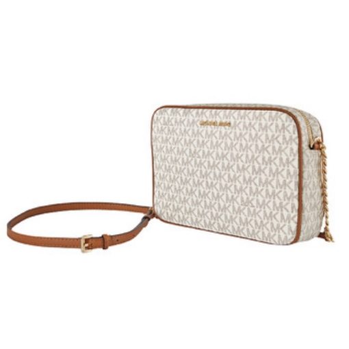 Picture of MICHAEL KORS Ladies Vanilla Signature-coated Jet Set Large East West Crossbody Bag