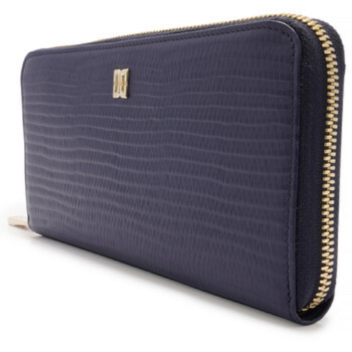 Picture of DAKS Ladies Henley Navy Leather Zip-around Wallet