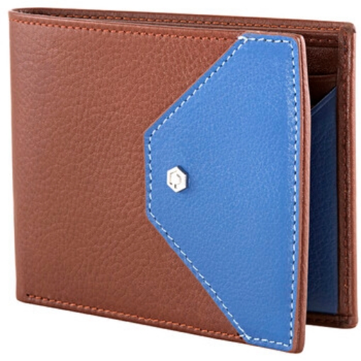 Picture of PICASSO AND CO Two-Tone Leather Wallet- Tan/Blue