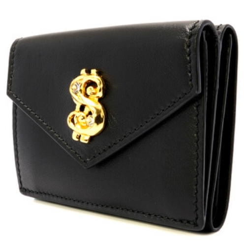 Picture of MOSCHINO Ladies Dollar Stud Leather Wallet in Black