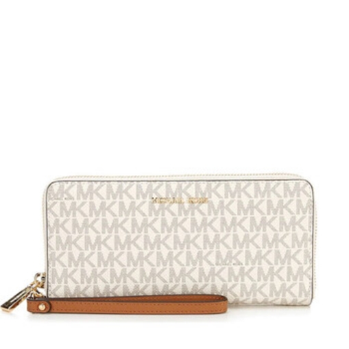 Picture of MICHAEL KORS Signature Logo Print Canvas Continental Travel Wallet - Vanilla