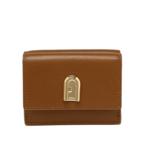 Picture of FURLA 1927 Tri-fold Leather Wallet In Cognac H