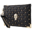 Picture of PHILIPP PLEIN Ladies Black Quilted Leather Skull Studded Clutch