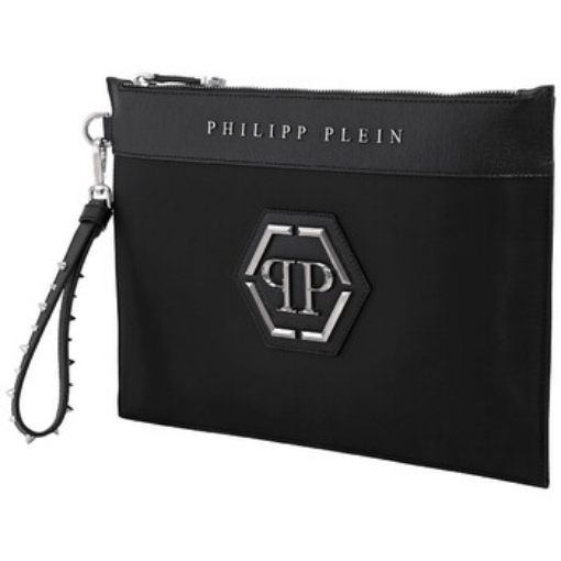 Picture of PHILIPP PLEIN Black Hexagonal Logo Clutch Bag