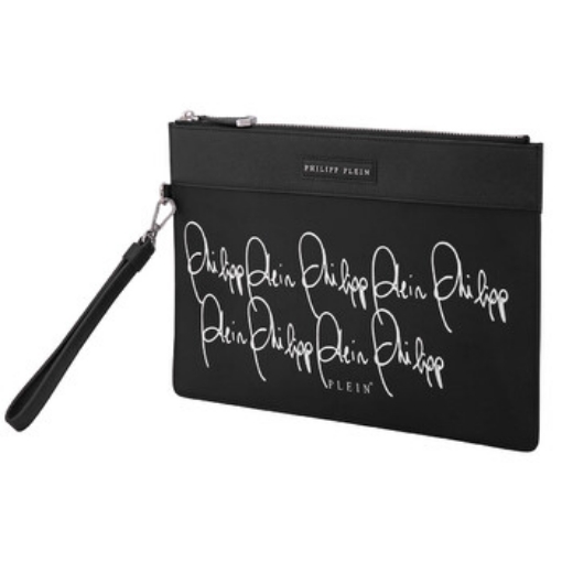 Picture of PHILIPP PLEIN Logo Printed Clutch Bag - Black
