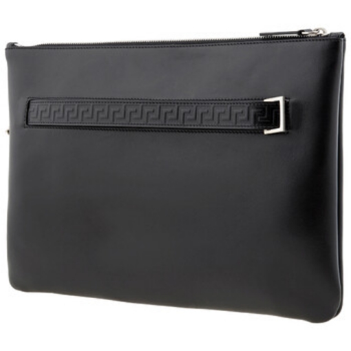 Picture of VERSACE Black Leather Grecca Clutch Bag