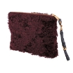 Picture of MOSCHINO Ladies Burgundy Fur Logo Clutch Bag