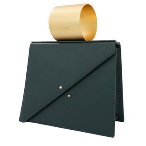 Picture of D'ESTREE Ladies Dark Green Ettore Gold Bangle Bag