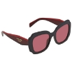 Picture of PRADA Red Mirrored Internal Silver Irregular Ladies Sunglasses