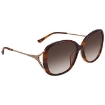 Picture of GUCCI Brown Gradient Oval Ladies Sunglasses GG0649SK-004 58
