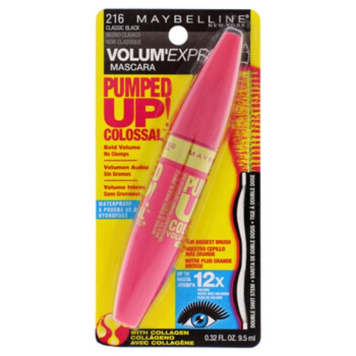 Picture of MAYBELLINE Volum Express Pumped Up! Colossal Mascara Waterproof - 216 Classic Black by for Women - 0.33 oz Mascara