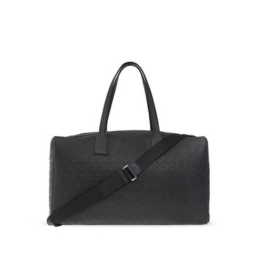 Picture of SALVATORE FERRAGAMO Black Gancini-Embossed Leather Weekender Duffel Bag