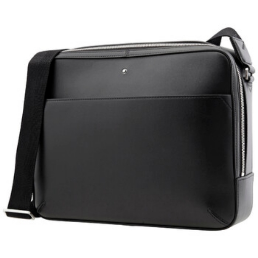 Picture of MONTBLANC Men's Black Logo Plaque Messenger Bag