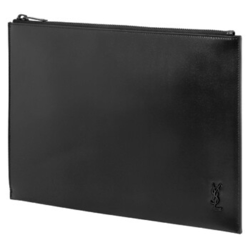 Picture of SAINT LAURENT Black Matte Leather Tiny Monogram Zip Tablet Holder