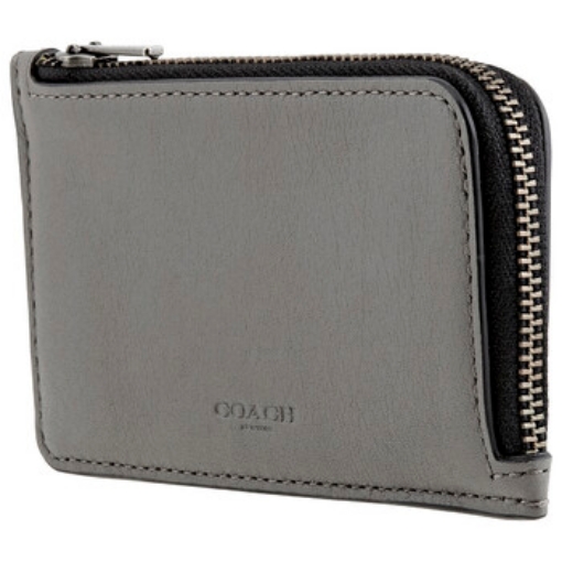 Picture of COACH L-zip Leather Card Case In Grey