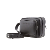 Picture of EMPORIO ARMANI Black Logo-Embossed Leather Crossbody Bag