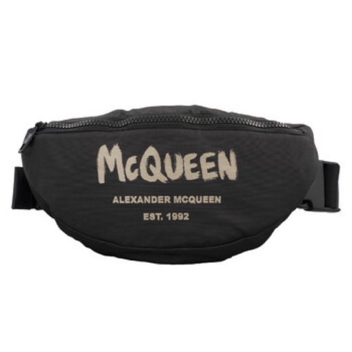 Picture of ALEXANDER MCQUEEN Men's Black / Off White Graffiti Belt Bag