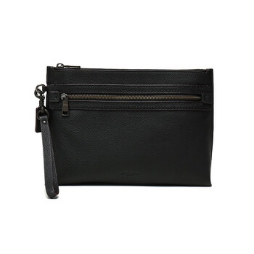 Picture of COACH Men's Black Pebbled Leather Academy Pouch