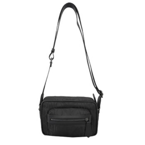 Picture of EMPORIO ARMANI Black Men's Logo-Embossed Camera Bag