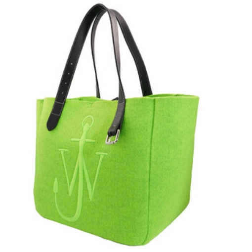 Picture of JW ANDERSON Neon Green Belt Embroidered Logo Tote Bag