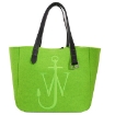 Picture of JW ANDERSON Neon Green Belt Embroidered Logo Tote Bag