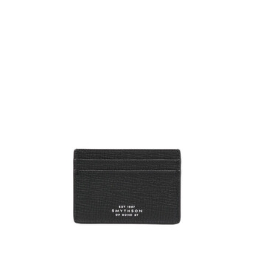 Picture of SMYTHSON Black Logo-Embossed Leather Cardholder