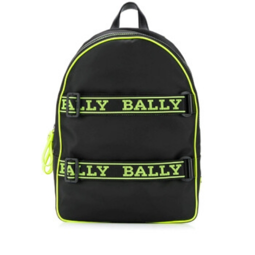 Picture of BALLY Black Men's Logo-tape Buckle-detail Backpack