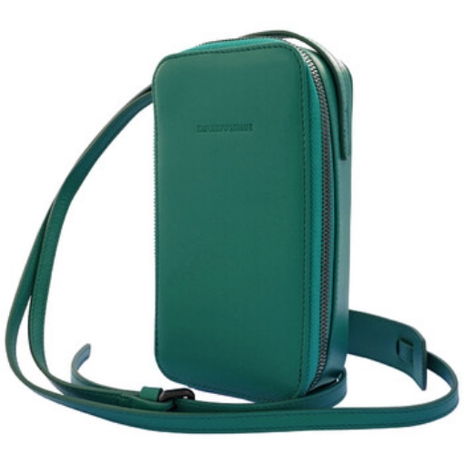 Picture of EMPORIO ARMANI Green Logo Leather Phone Case With Strap