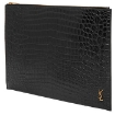 Picture of SAINT LAURENT Crocodile-Embossed Matte Leather Tiny Monogram Document Holder