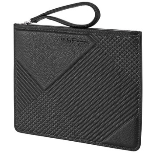 Picture of SALVATORE FERRAGAMO Black Firenze Leather Clutch Bag