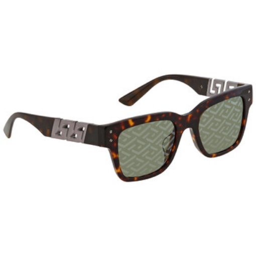 Picture of VERSACE Green Monogram Silver Rectangular Men's Sunglasses