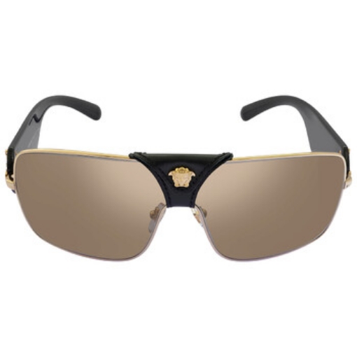 Picture of VERSACE Light Brown Mirror Gold Square Men's Sunglasses