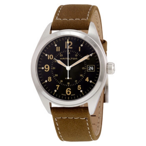 Picture of HAMILTON Khaki Black Dial Tan Suede Men's Watch