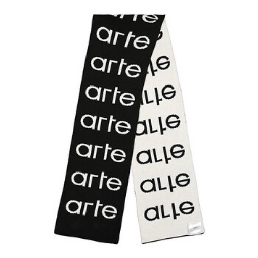 Picture of ARTE ANTWERP Unisex White/Black Allover Logo Scarf