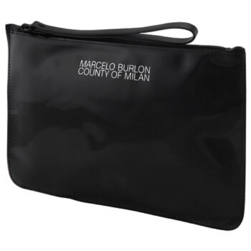 Picture of MARCELO BURLON Black Logo PVC Clutch Bag