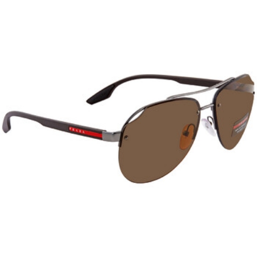 Picture of PRADA LINEA ROSSA Polarized Brown Pilot Men's Sunglasses