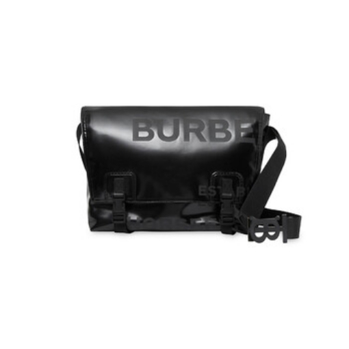Picture of BURBERRY Black Horseferry-Print Buckled Messenger Bag