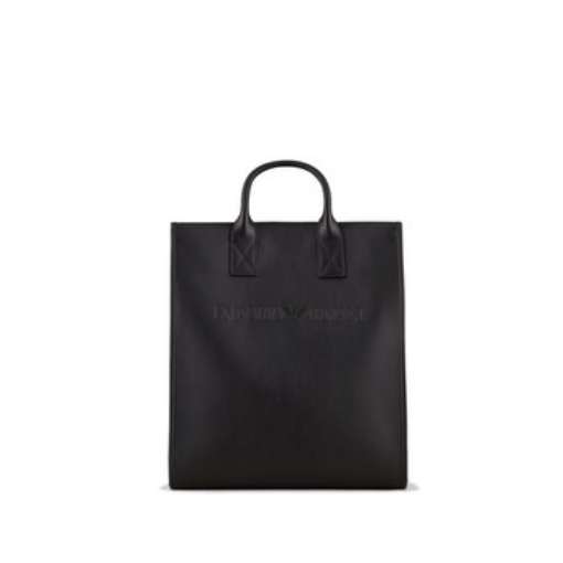 Picture of EMPORIO ARMANI Black Embossed Logo Leather Tote Bag