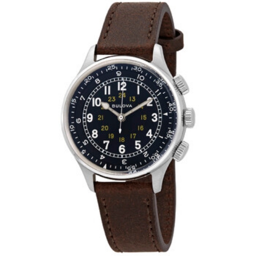 Picture of BULOVA A-15 Pilot Automatic Black Dial Brown Leather Men's Watch
