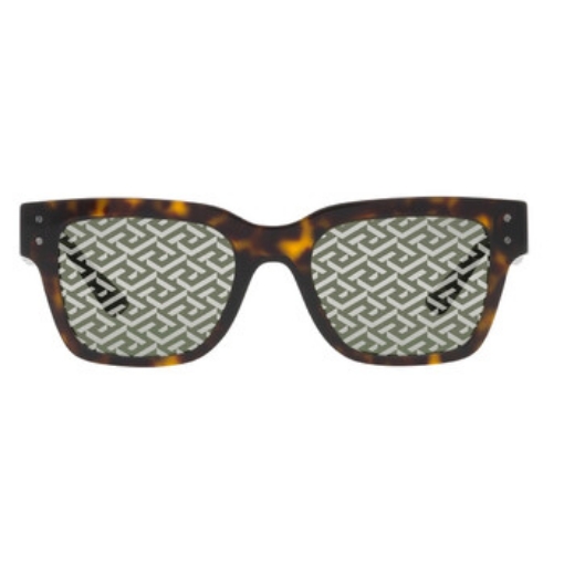 Picture of VERSACE Green Monogram Silver Square Men's Sunglasses