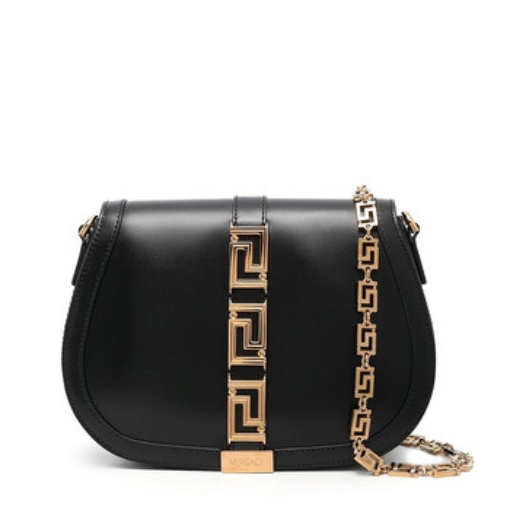 Picture of VERSACE Black La Greca Shoulder Bag With Gold Logo