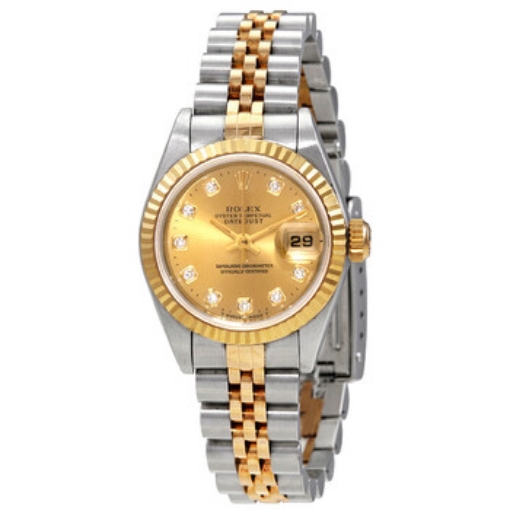 Picture of ROLEX Datejust Automatic Diamond Gold Dial Ladies Watch