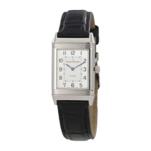 Picture of JAEGER LECOULTRE Reverso Silver Dial Black Ostrich Leather Strap Unisex Watch
